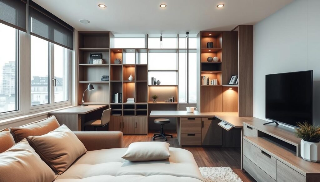 Móveis multifuncionais em apartamento pequeno